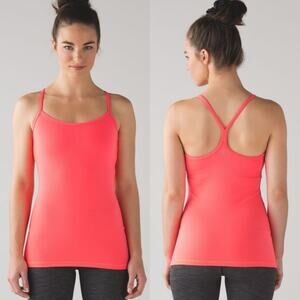 Lululemon Lululemon Power Y Tank Top Shelf Bra Electric Coral 6